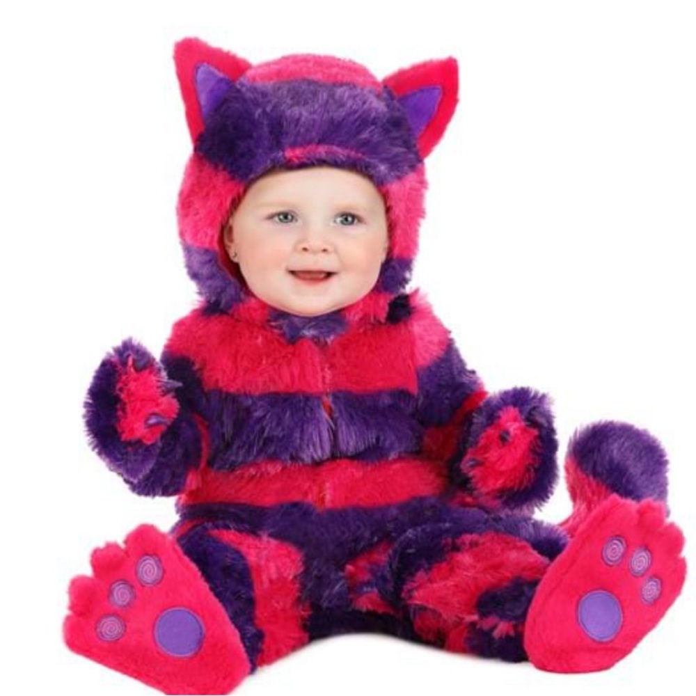 Costume Infant / Baby Alice in wonderland Cheshire Cat fur zip up 0-3 months
